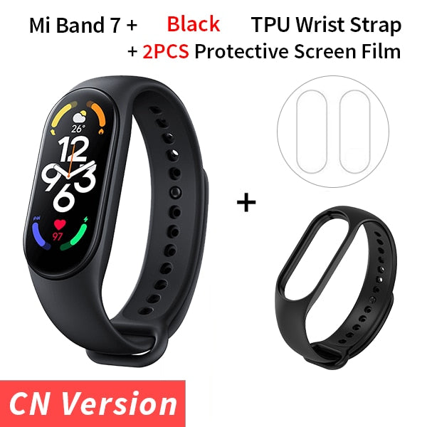 Xiaomi Mi Band 7 Smart Bracelet Fitness Tracker and Activity Monitor Smart Band 6 Color AMOLED Screen Bluetooth Waterproof Fitness Tracker and Activity Monitor Accessories DailyAlertDeals CN Add Black Strap USA 