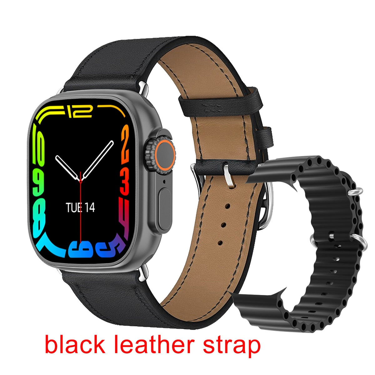 2023 New Smart Watch Body Temperature Ultra Series 8 NFC Smartwatch Wireless Charging Bluetooth Call Men Women Watch for Apple Smart watch DailyAlertDeals black leather  