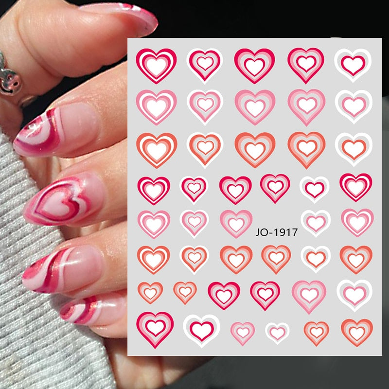 Purple Heart Love Design 3D Nail Sticker English Letter Stickers Face Pattern Trasnfer Sliders Valentine Nail Art Decoration 0 DailyAlertDeals 1917  