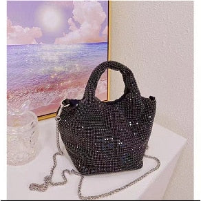 Popular AW Wang Rhinestone Handbag 2022 new trendy diamonds bag crossbodybbag shining party clutch luxury brand design 0 DailyAlertDeals Basket Black 17cm 10cm 7cm 