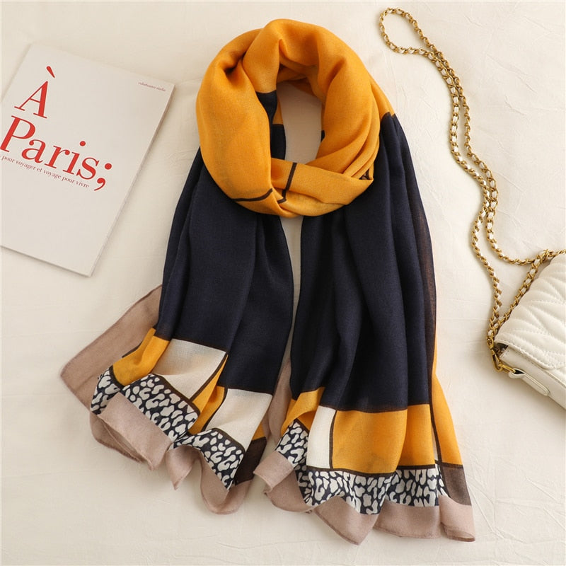 2022 New Design Brand Women Scarf Fashion Print Cotton Spring Winter Warm Scarves Hijabs Lady Pashmina Foulard Bandana Plaid 0 DailyAlertDeals YM201-1 180x90cm 