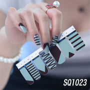 1sheet Korean Nail Polish Strips DIY Waterproof Nail Wraps Mixed Patterns Full Nail Patch Adhesive for Women Nail Art Stickers nail decal sticker DailyAlertDeals   