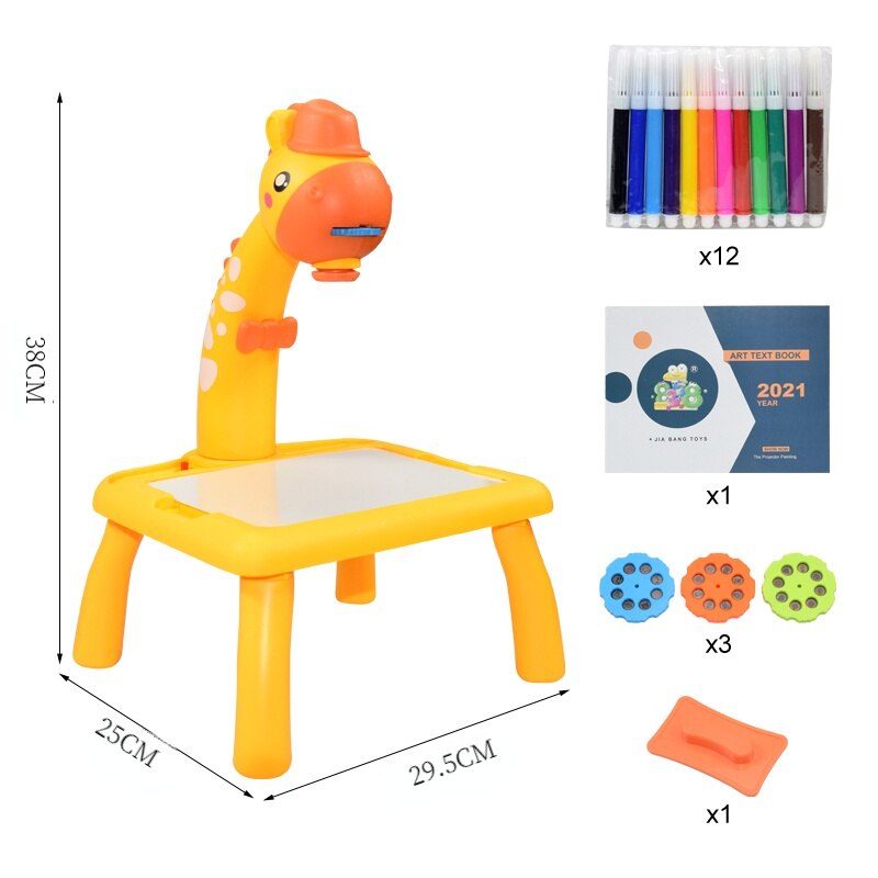Kids Led Projector Drawing Table Toy Set Art Painting Board Table Light Toy Educational Learning Paint Tools Toys for Children Kids Led Projector Drawing Table DailyAlertDeals China G Yellow with box 