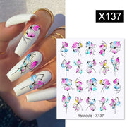 Harunouta French Line Pattern 3D Nail Art Stickers Fluorescence Color Flower Marble Leaf Decals On Nails  Ink Transfer Slider 0 DailyAlertDeals X137  