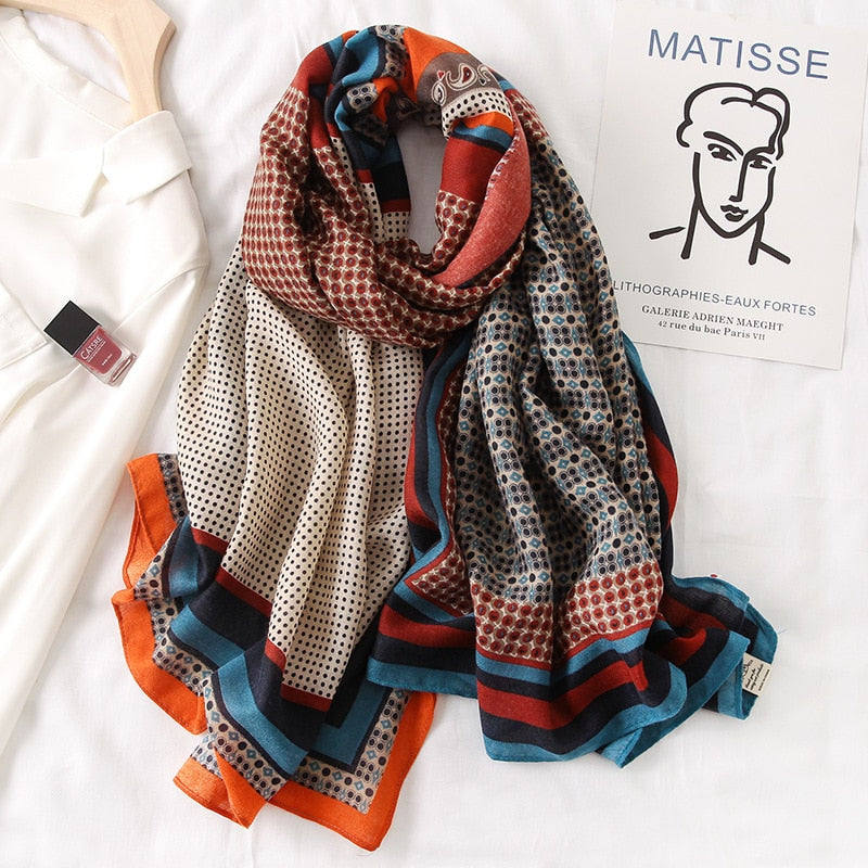 2022 New Design Brand Women Scarf Fashion Print Cotton Spring Winter Warm Scarves Hijabs Lady Pashmina Foulard Bandana Plaid 0 DailyAlertDeals   