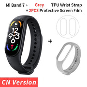 Xiaomi Mi Band 7 Smart Bracelet Fitness Tracker and Activity Monitor Smart Band 6 Color AMOLED Screen Bluetooth Waterproof Fitness Tracker and Activity Monitor Accessories DailyAlertDeals CN Add Grey Strap USA 