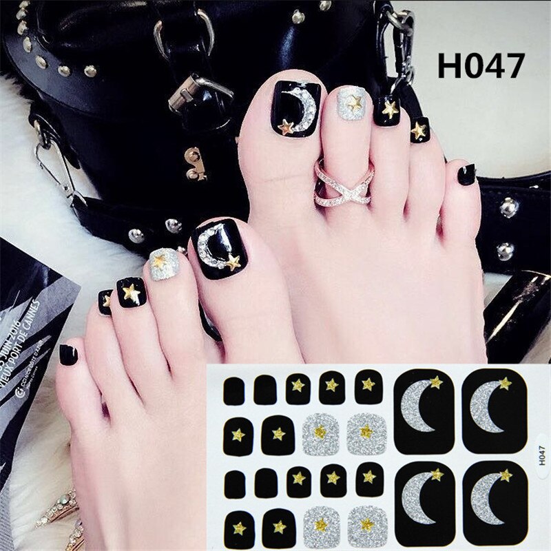 22tips Korea Toe Nail Sticker Wraps Adhesive Decals Toenail Polish Strips DIY Pedicure Foot Decals Manicure Women nail art DailyAlertDeals H047  