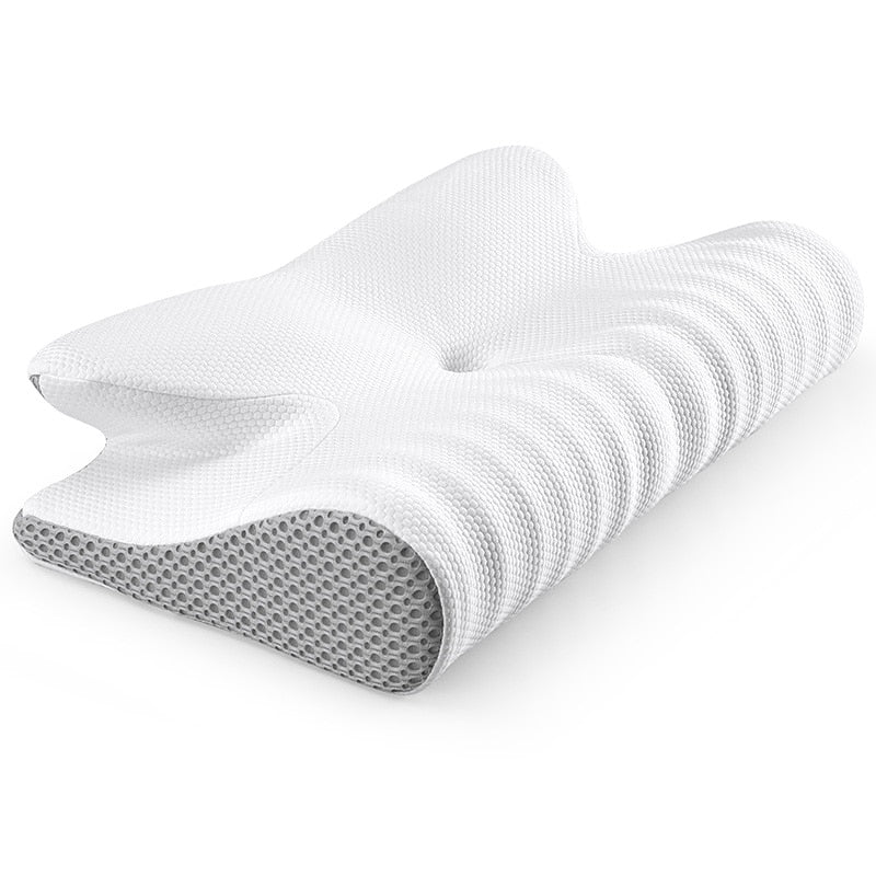 Soft Polyester Fiber Memory Foam Pillow Neck Support Pillow For Side Back Stomach Sleeper Pillows neck pain pillow DailyAlertDeals White Gray USA 