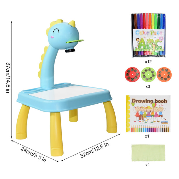 Children Led Projector Art Drawing Table Toys Kids Painting Board Desk Arts Crafts Educational Learning Paint Tools Toy for Girl Kids Led Projector Drawing Table DailyAlertDeals China D Blue with box 