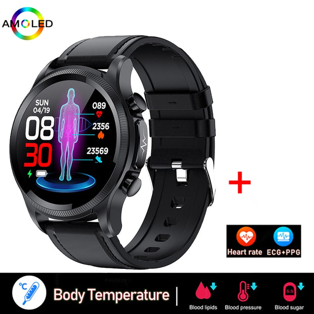New ECG+PPG Smart Watch Men and Women with Health Fitness Tracker monitoring Sport Smartwatch ECG+PPG Smart Watch DailyAlertDeals Black belt  