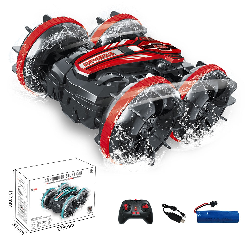 Newest High-tech Remote Control Car 2.4G Amphibious Stunt RC Car Double-sided Tumbling Driving Children Electric Toys for Boy Stunt RC Car Double-sided Tumbling Driving Children Electric Toys for Boy DailyAlertDeals Red USA 