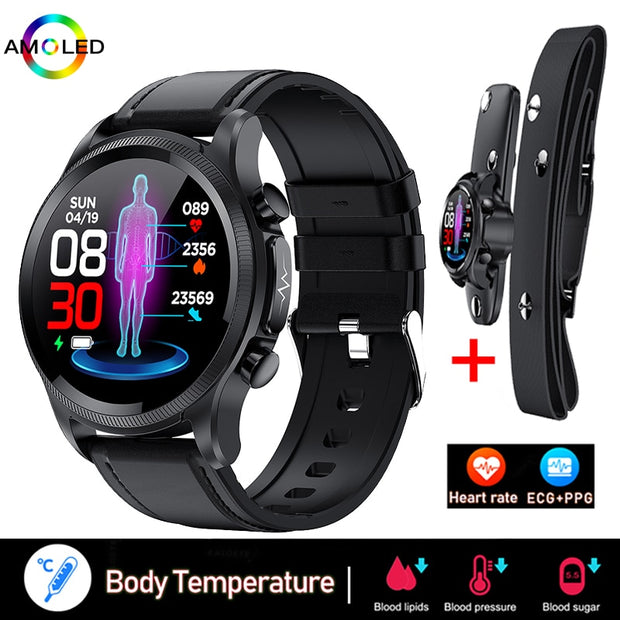 New ECG+PPG Smart Watch Men and Women with Health Fitness Tracker monitoring Sport Smartwatch ECG+PPG Smart Watch DailyAlertDeals Black belt XX  