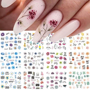 12 Designs Nail Stickers Set Mixed Floral Geometric Nail Art Water Transfer Decals Sliders Flower Leaves Manicures Decoration 0 DailyAlertDeals 25  