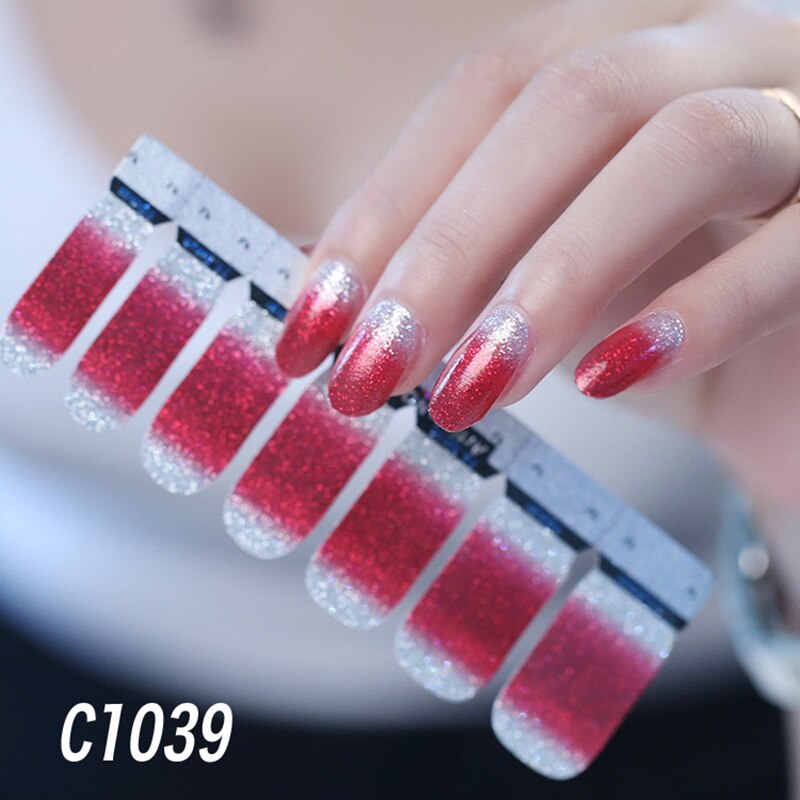 1sheet Korean Nail Polish Strips DIY Waterproof Nail Wraps Mixed Patterns Full Nail Patch Adhesive for Women Nail Art Stickers nail decal sticker DailyAlertDeals