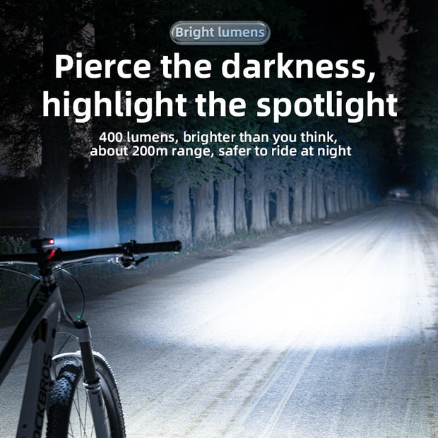 ROCKBROS Bike Light Rainproof Type-C Charging LED 2000mAh MTB Front Lamp Headlight Aluminum Ultralight Flashlight Bicycle Light USB Charging LED Flashlight for Bicycle DailyAlertDeals   