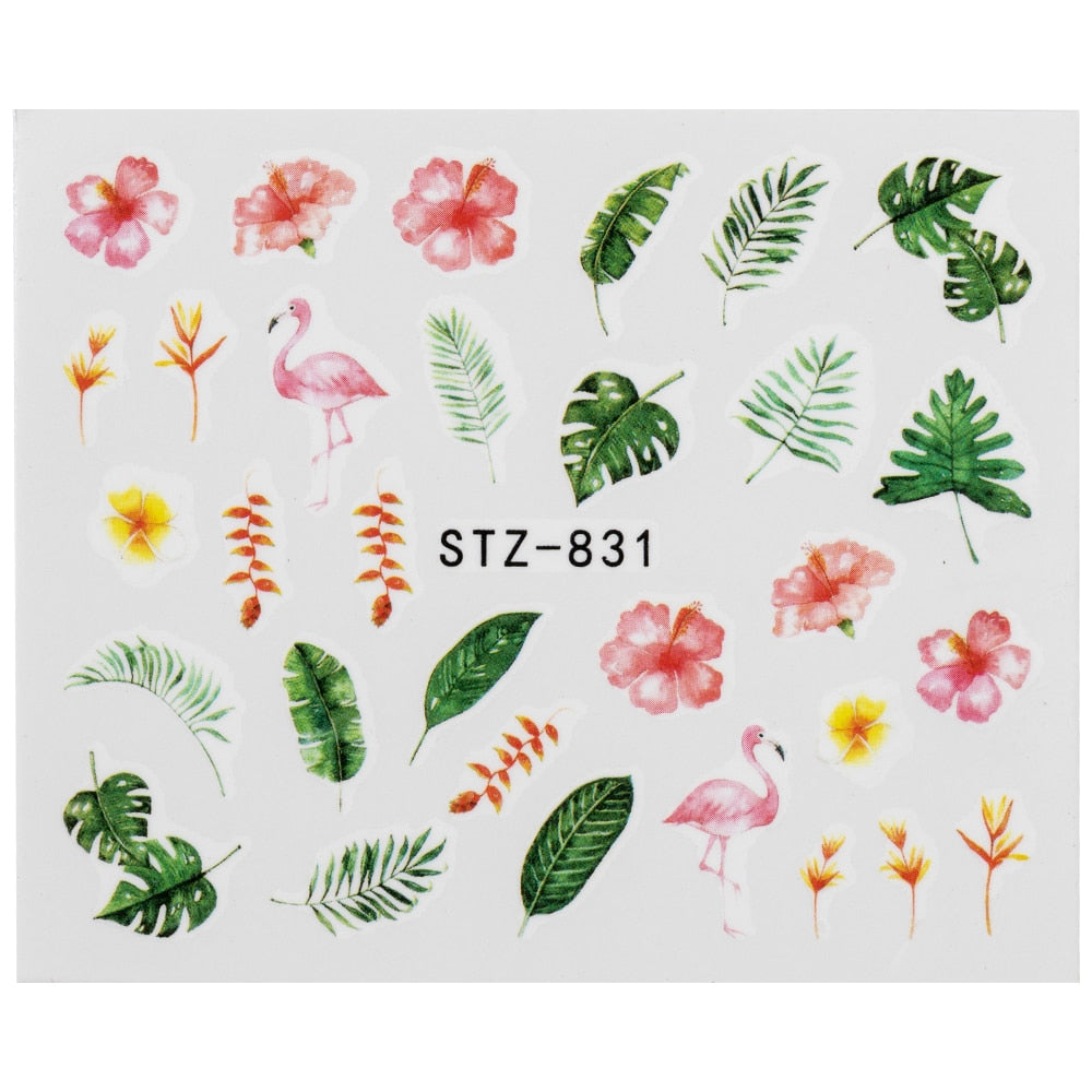 1Pcs Water Nail Decal and Sticker Flower Leaf Tree Green Simple Summer DIY Slider for Manicure Nail Art Watermark Manicure Decor 0 DailyAlertDeals SF183  