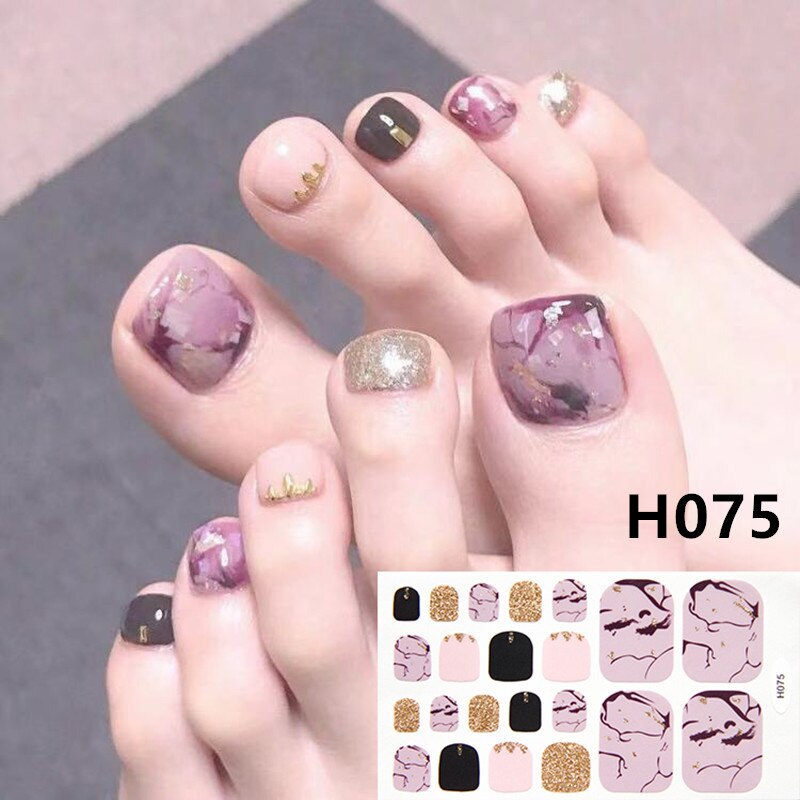 22tips Korea Toe Nail Sticker Wraps Adhesive Decals Toenail Polish Strips DIY Pedicure Foot Decals Manicure Women nail art DailyAlertDeals H075  
