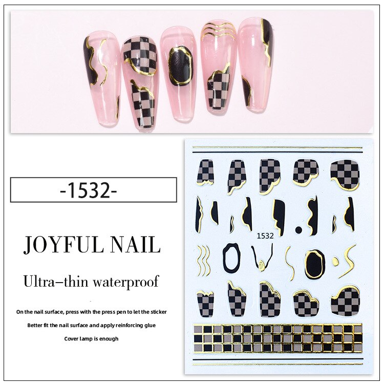 French 3D Nail Decals Stickers Stripe Line French Tips Transfer Nail Art Manicure Decoration Gold Reflective Glitter Stickers nail art DailyAlertDeals 1532  