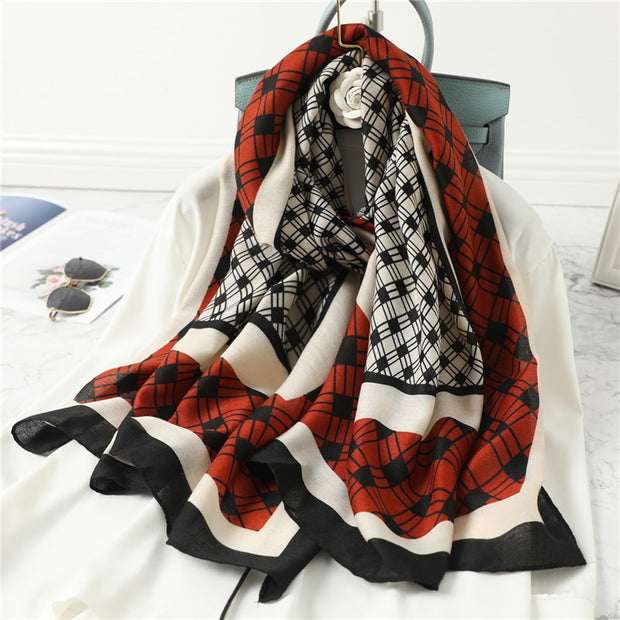 2022 New Design Brand Women Scarf Fashion Print Cotton Spring Winter Warm Scarves Hijabs Lady Pashmina Foulard Bandana Plaid 0 DailyAlertDeals m54-3 180x90cm 