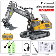 2.4G High Tech 11 Channels RC Excavator Dump Trucks Bulldozer Alloy Plastic Engineering Vehicle Electronic Toys For Boy Gifts RC Excavator Dump Trucks Bulldozer toy for children DailyAlertDeals BC1043 Orange 2B China 