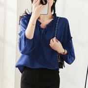 Elegant Fashion V-neck Loose Butterfly Sleeve Blouses Female Solid Color Chiffon Thin Shirts 6XL Oversize Women Clothing 2022 0 DailyAlertDeals   