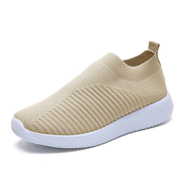 Rimocy Plus Size 46 Breathable Mesh Platform Sneakers Women Slip on Soft Ladies Casual Running Shoes Woman Knit Sock Shoes Flats  DailyAlertDeals 826khaki 35 