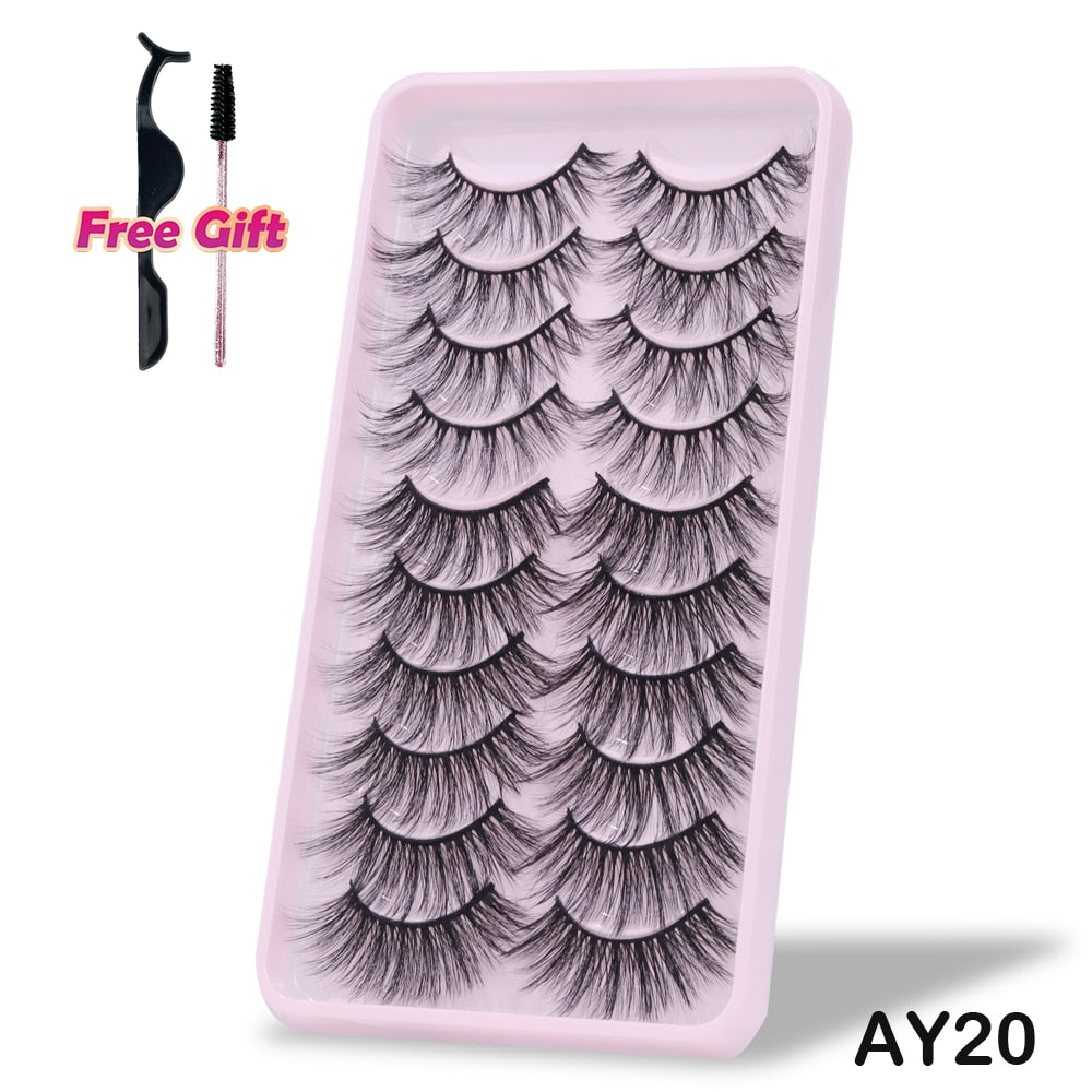 5/10Pairs 3D Mink Lashes Natural Eyelashes Dramatic False Eyelashes Faux Cils Makeup Wholesale Fake Eyelash Extension maquiagem 0 DailyAlertDeals 10Pairs-AY20 China 