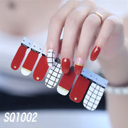 1sheet Korean Nail Polish Strips DIY Waterproof Nail Wraps Mixed Patterns Full Nail Patch Adhesive for Women Nail Art Stickers nail decal sticker DailyAlertDeals SQ1002  