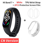 Xiaomi Mi Band 7 Smart Bracelet Fitness Tracker and Activity Monitor Smart Band 6 Color AMOLED Screen Bluetooth Waterproof Fitness Tracker and Activity Monitor Accessories DailyAlertDeals CN Add White Strap USA 
