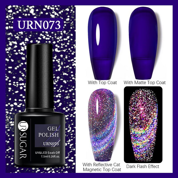 UR SUGAR Holographic Gel Reflective Cat Magnetic Nail Gel Polish Soak Off Laser Gel Glitter Varnish Manicure Nail Art Design Magnetic Nail Gel Polish DailyAlertDeals URN073  