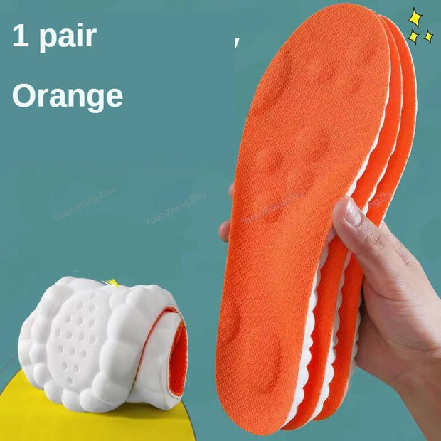 4D Sports Shoes Insoles Super Soft Running Insole for Feet Shock Absorption Baskets Shoe Sole Arch Support Orthopedic Inserts  DailyAlertDeals China Orange EU35-36