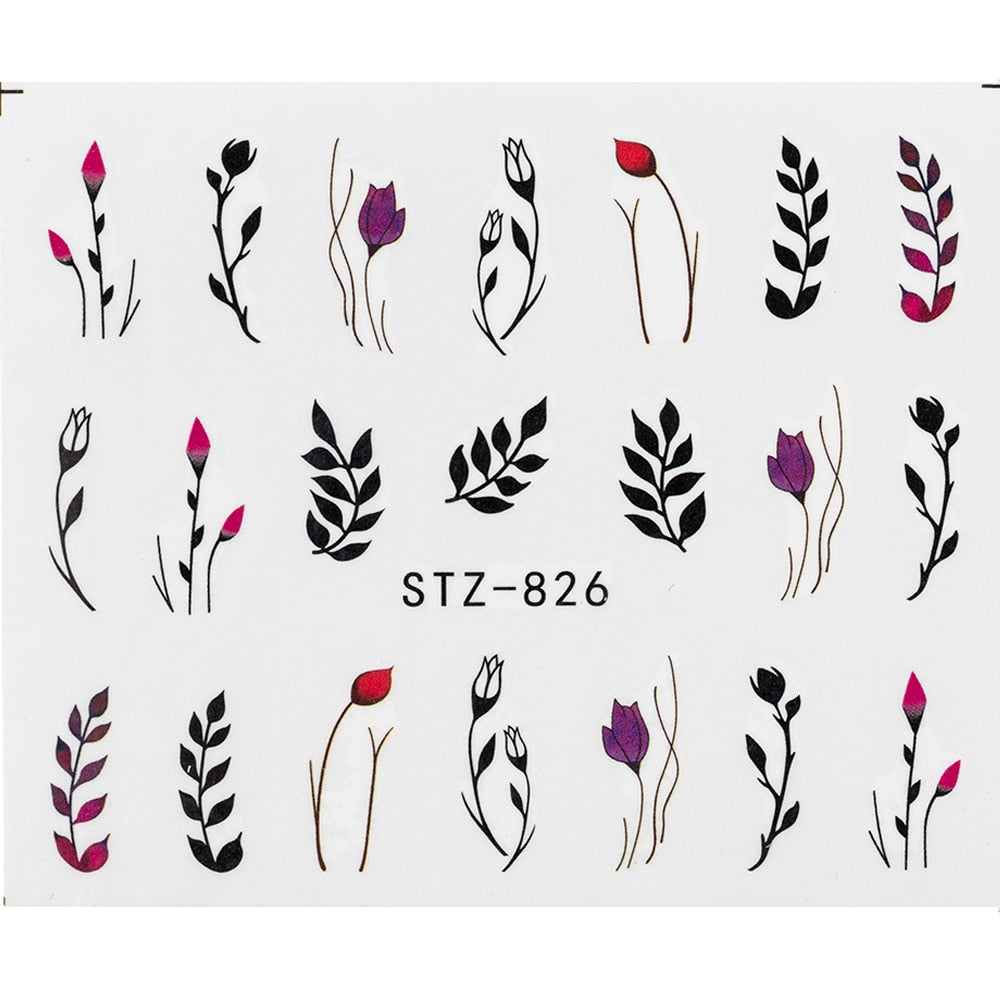 1Pcs Water Nail Decal and Sticker Flower Leaf Tree Green Simple Summer DIY Slider for Manicure Nail Art Watermark Manicure Decor Nail Sticker DailyAlertDeals   