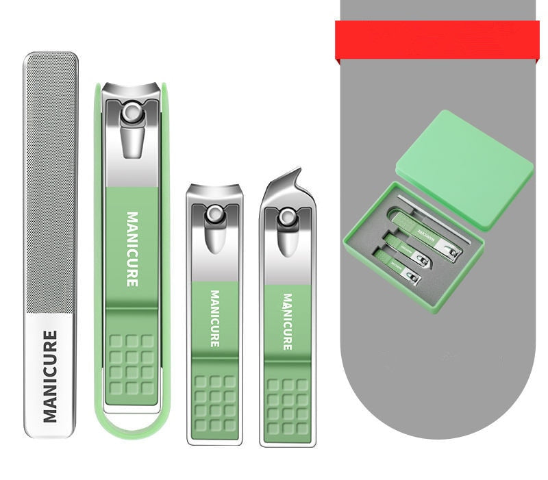 Branded Nail Clipper Set Manicure & Pedicure Tools For Men & Women Travel Nail Care Set Nail Clippers DailyAlertDeals Light Green 4pcs  