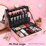 Portable Makeup Bag Nail Art Clapboard Makeup Case Toolbox Cosmetic Bags for Women Travel makeup bag DailyAlertDeals Pink L2 layers  