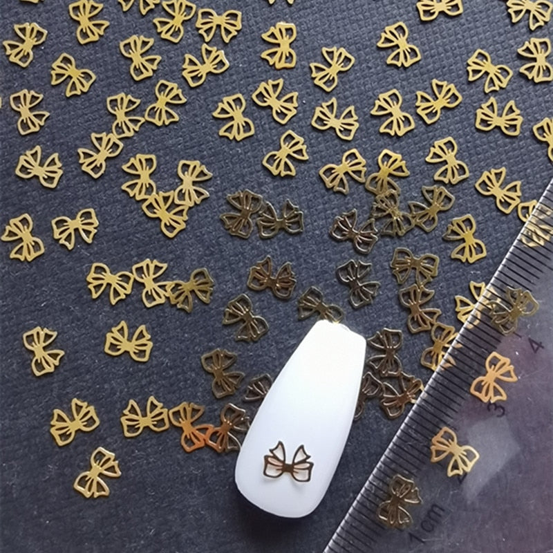 100Pcs/Lot Gold Metal Nail Decals Ultra-thin Flakes Nail Bling Rhinestone Cute 3D Nail Art Decorations Charm Nail Art Rivets 0 DailyAlertDeals 626  