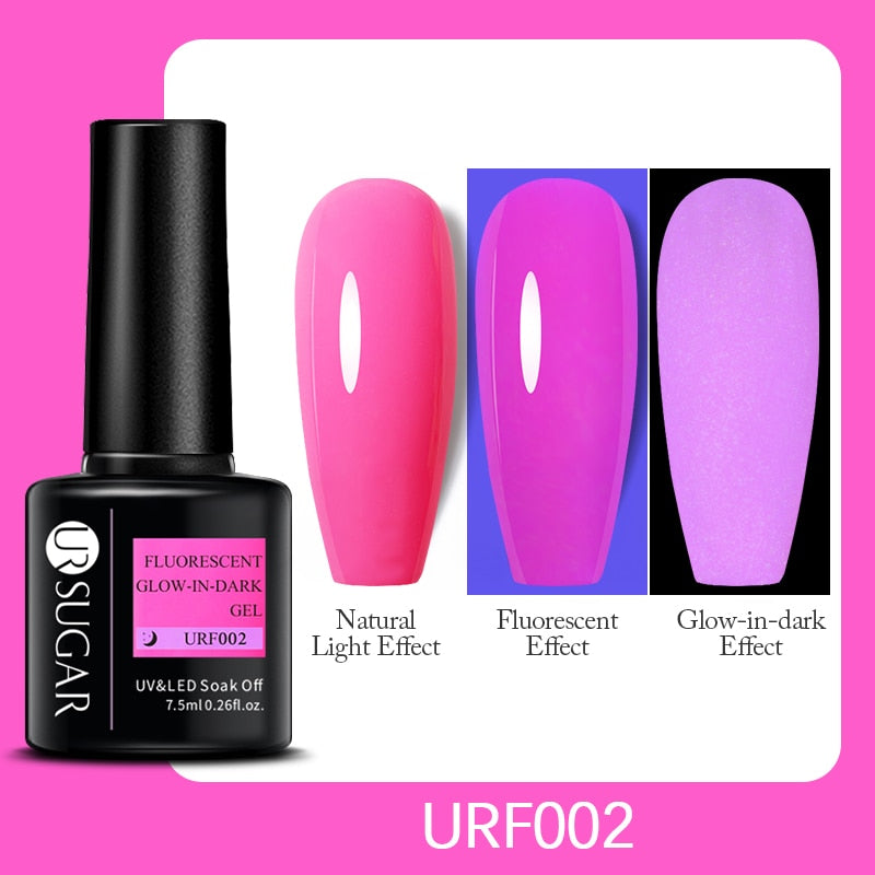 UR SUGAR Fluorescent Gel Nail Polish Neon Yellow Green Blue Color Gel Soak Off UV Nail Gel Varnish For Nail Art Top Coat Neon Fluorescent Gel Nail Polish DailyAlertDeals Luminous URF002  