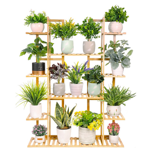 Extra Large Bamboo Plant Stand for Indoor Plants 9 Tier Organizer Living Room Home Decoration 6 Tier Wooden Plant Stand Carbonized DailyAlertDeals   