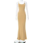 Summer Sexy Bodycon Satin Slip Sleeveless Backless Maxi Dress for Women Birthday Party Clubwear Outfits Maxi Dress for women DailyAlertDeals Yellow XXS 