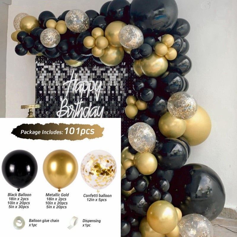 Black Gold Balloon Garland Arch Kit Confetti Latex Baloon Graduation Happy 30th 40th Birthday Balloons Decor Baby Shower Favor 0 DailyAlertDeals 55 Balloon Set 