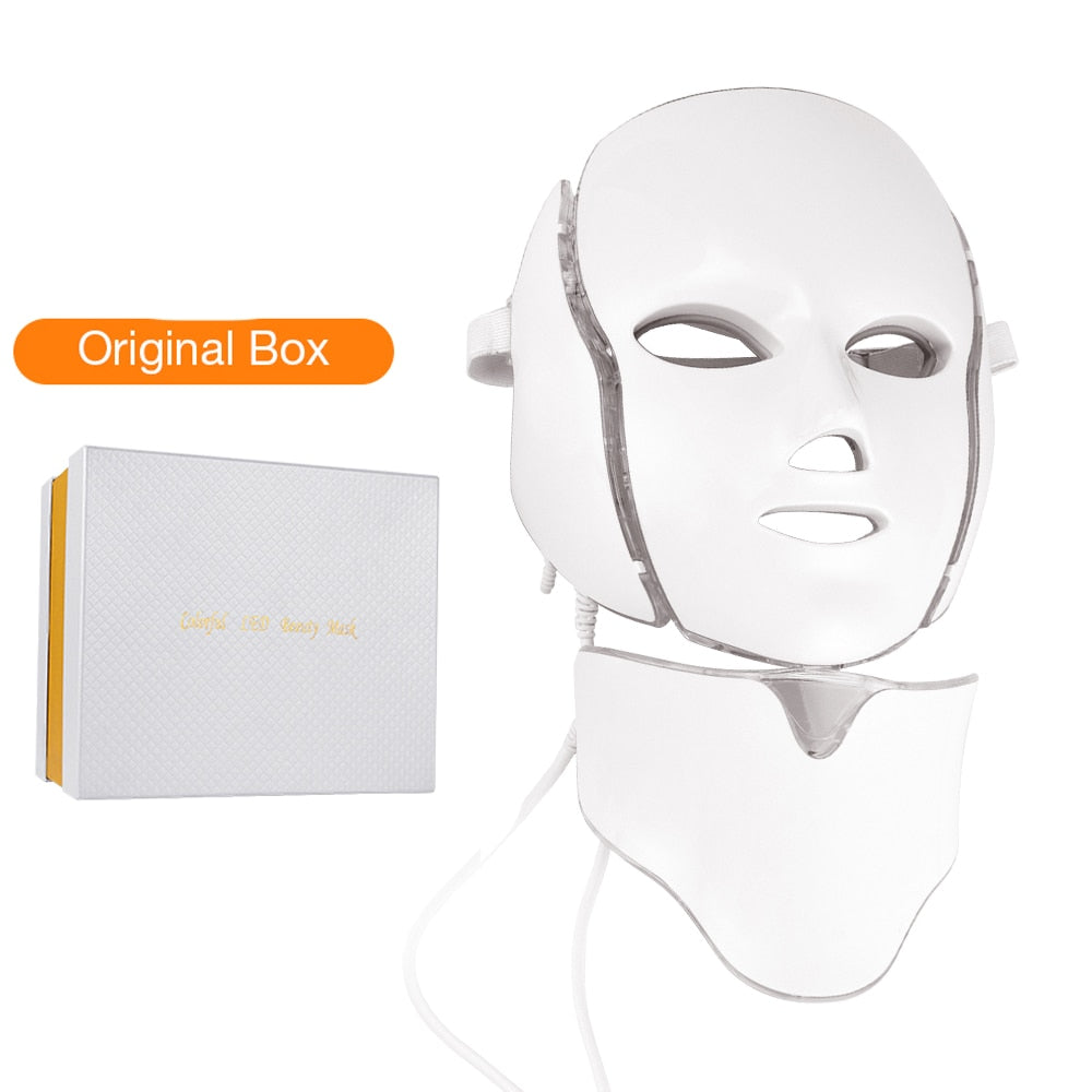 VIP Facial LED Mask with Neck LED Light Therapy Face Beauty Mask Skin Tightening Photon Rejuvenation Whitening Facial Massager 0 DailyAlertDeals White Neck Gift Box Australia 