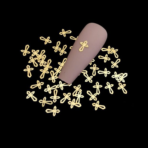 100Pcs/Lot Gold Metal Nail Decals Ultra-thin Flakes Nail Bling Rhinestone Cute 3D Nail Art Decorations Charm Nail Art Rivets 0 DailyAlertDeals 635  