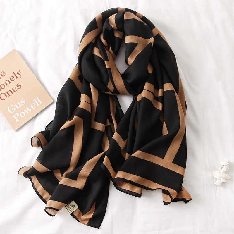 2022 New Design Brand Women Scarf Fashion Print Cotton Spring Winter Warm Scarves Hijabs Lady Pashmina Foulard Bandana Plaid 0 DailyAlertDeals m26-2 180x90cm 