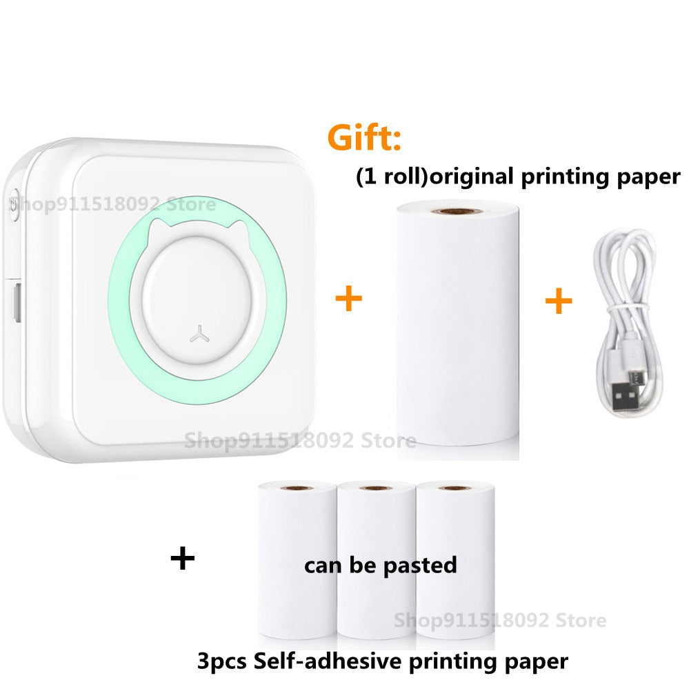 Cat Shape Mini Portable Label Printer Thermal Printing Wireless Impresoras Paper Photo Inkless Printers Sticker Android IOS 57mm Mini printer DailyAlertDeals B-Blue ad 3 adhesive China 