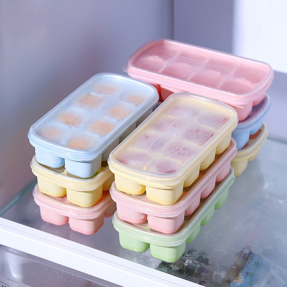 Silicone Ice Cube Mould With DIY Lid 8 Grid Soft Bottom Ice Cube Mold Square Fruit Ice Cube Maker Tray Kitchen Bar Tools 0 DailyAlertDeals   