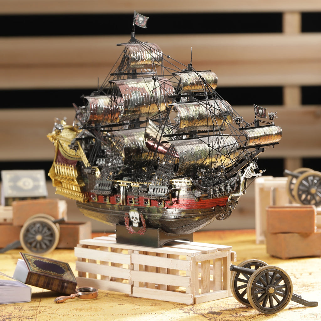 3D Metal Puzzle The Queen Anne Revenge Jigsaw Pirate Ship DIY Model Building Kits Toys for Teens Brain Teaser Pirate ship model Decor DailyAlertDeals   