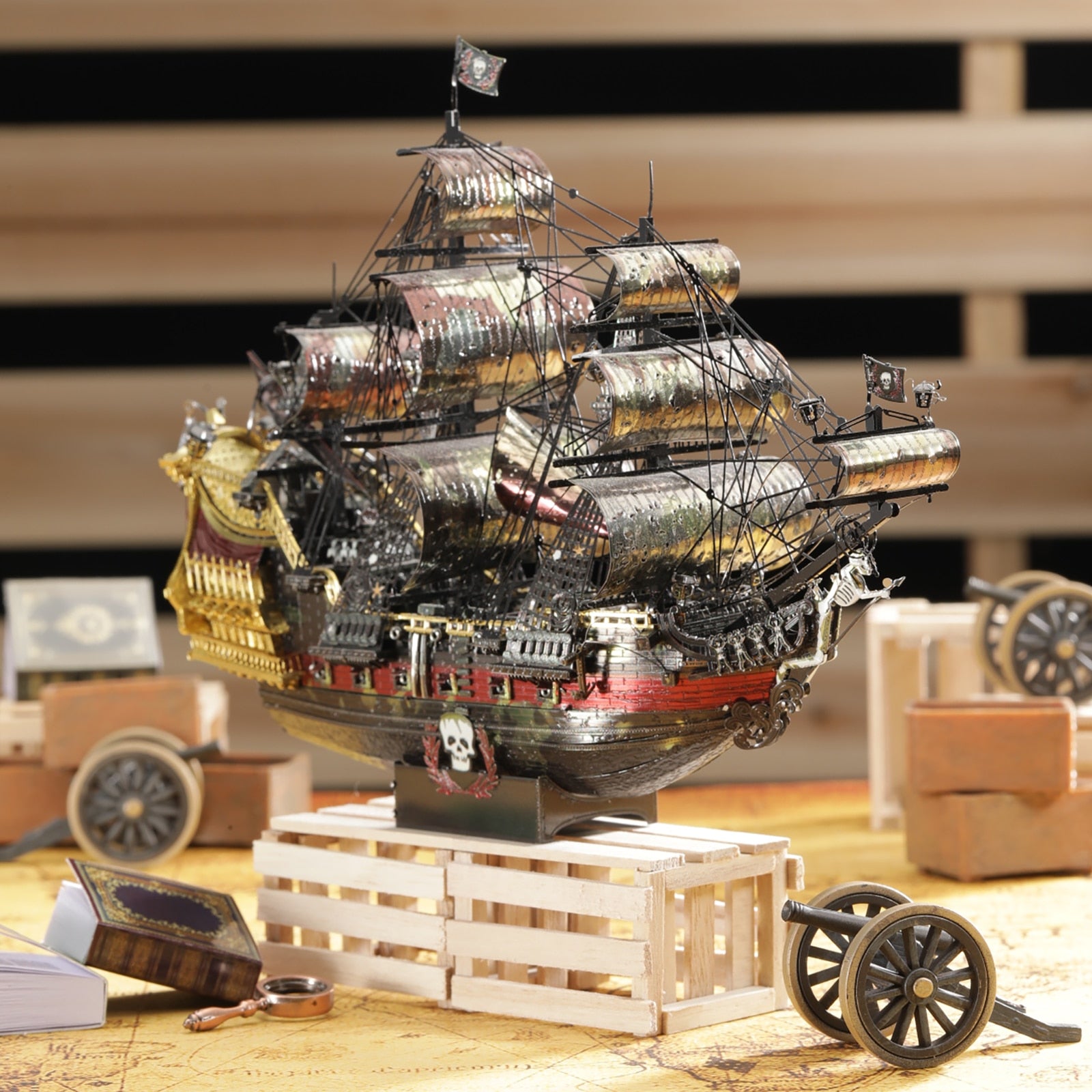 3D Metal Puzzle The Queen Anne Revenge Jigsaw Pirate Ship DIY Model Building Kits Toys for Teens Brain Teaser Pirate ship model Decor DailyAlertDeals   