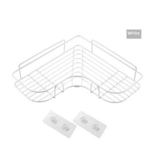 Japanese-style wrought iron bathroom shelf wall-mounted shower gel storage rack toilet free punch toiletry stand bathroom shelf DailyAlertDeals WHITE 1  