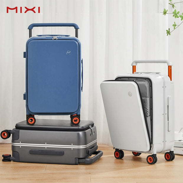 Mixi 2022 New Design Wide Handle Suitcase Men Carry-On Luggage Women Travel Trolley Case 20 Inch Cabin PC Aluminum Frame M9275 0 DailyAlertDeals   