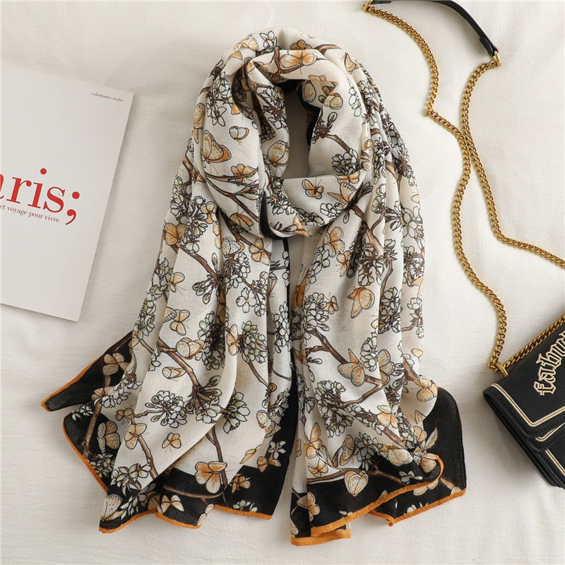2022 New Design Brand Women Scarf Fashion Print Cotton Spring Winter Warm Scarves Hijabs Lady Pashmina Foulard Bandana Plaid 0 DailyAlertDeals YM192-2 180x90cm 