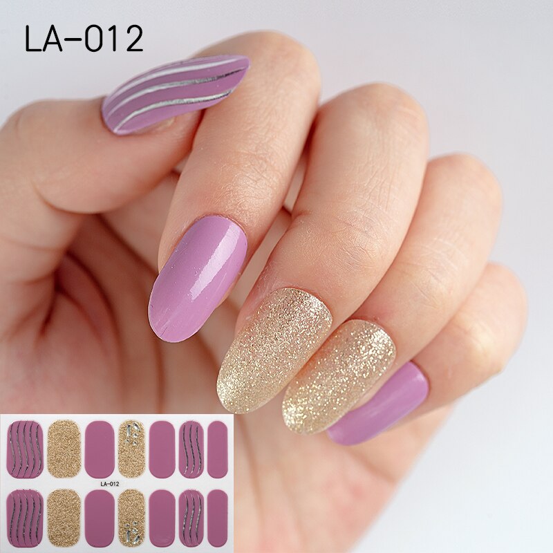 22tips Korea Toe Nail Sticker Wraps Adhesive Decals Toenail Polish Strips DIY Pedicure Foot Decals Manicure Women nail art DailyAlertDeals LA-012(14Tips)  